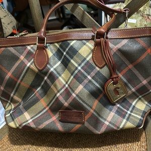 DOONEY AND BOURKE PLAID satchel. 9x 15 all fall tones. minimal wear